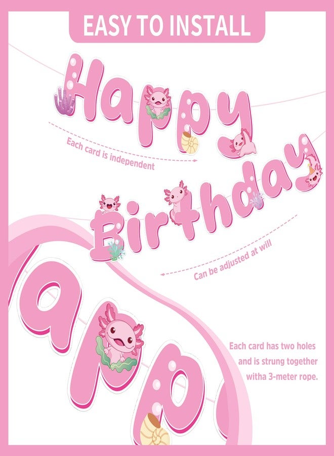 iPartyGo Axolotl Birthday Party Decorations - 12 PCs Pink Cute Cartoon Animals Happy Birthday Banner Ceiling Hanging Swirls Streamer Decor Table Honeycomb Centerpieces Favors for Kids Girls Backdrop - Image 5